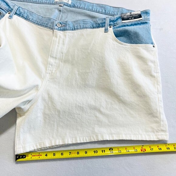 Abercrombie & Fitch Women White Blue The Dad Denim Short High Rise Plus Size 24 - Picture 8 of 9
